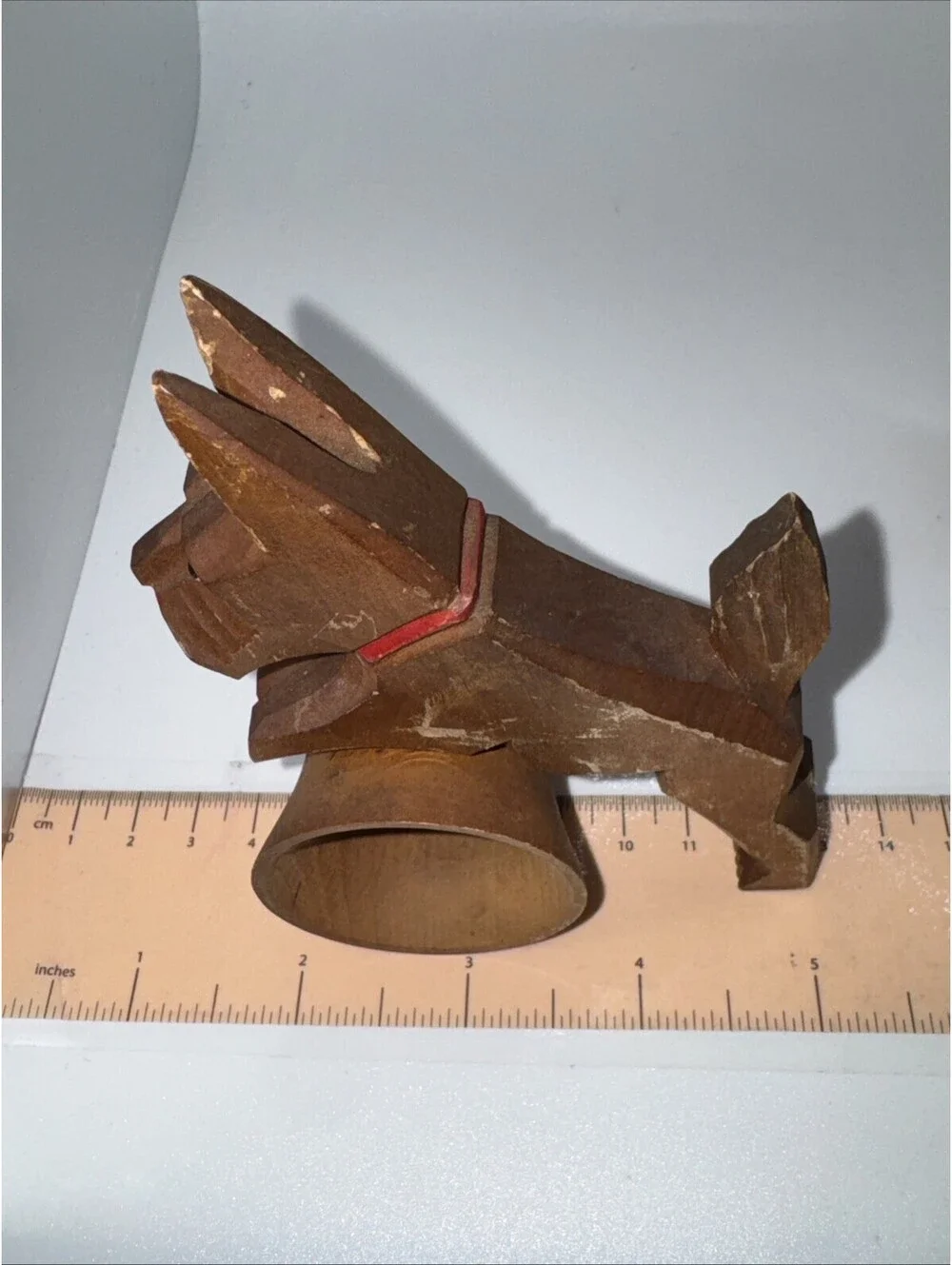 Vintage Pair Of Carved Wooden Scottie Dog Napkin Rings - Made In Germany